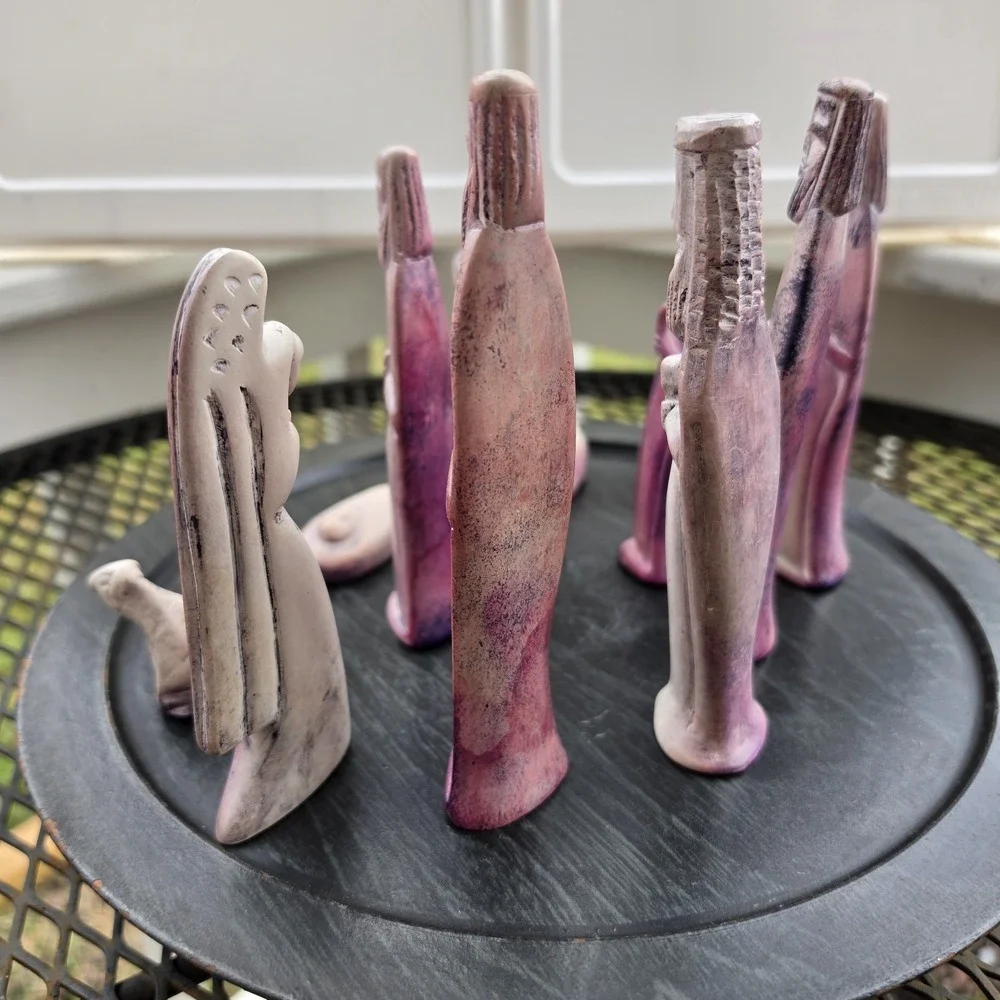 Vintage Hand-Carved Kisii Soapstone Nativity Set (12-Piece) – Made in Kenya